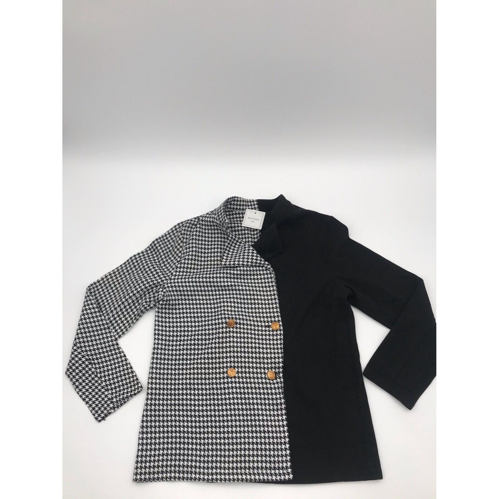 Belle De Jour Black & White Houndstooth Double Breasted Blazer Women size Medium